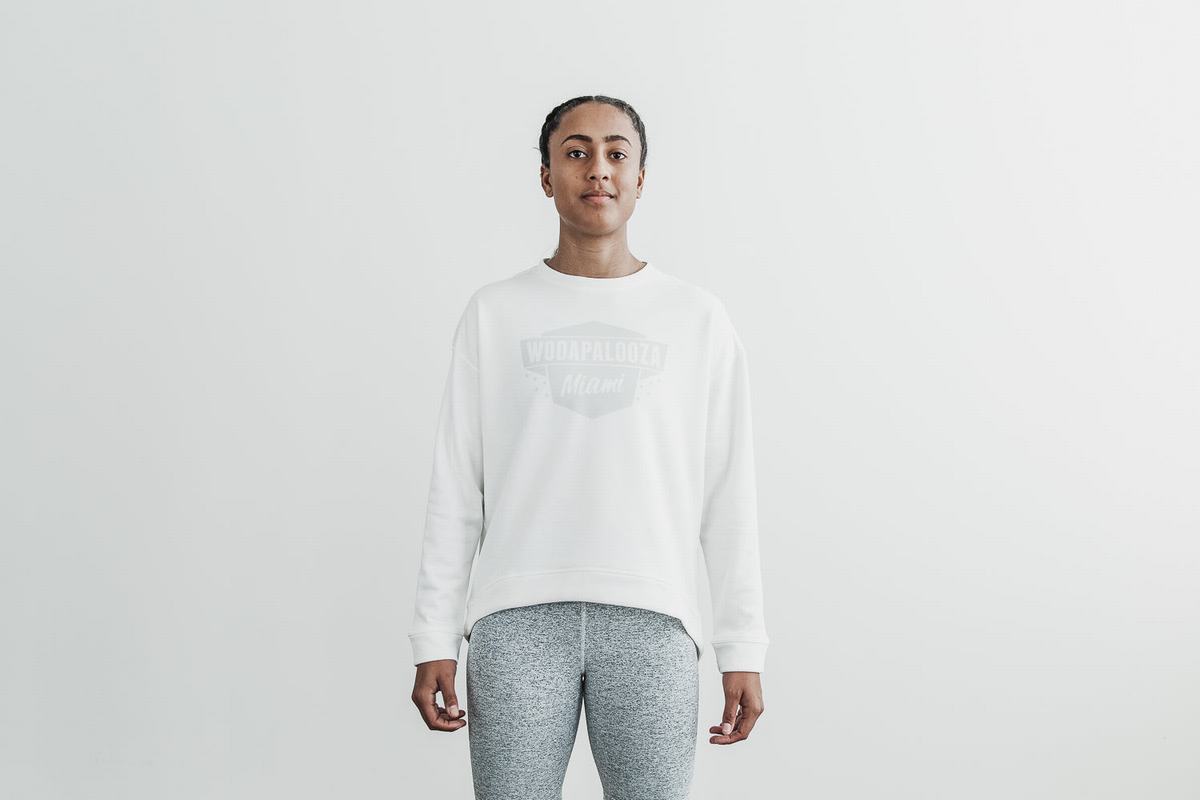 Nobull Wodapalooza Crew Women's Sweatshirts White | Australia (JK3451)